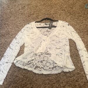 Chic White Lace Women's Blouse